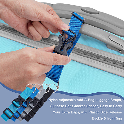   4Pcs 4 Style Nylon Adjustable Add-A-Bag Luggage Strap & Polyester Luggage Straps FIND-PH0007-06-WH-1