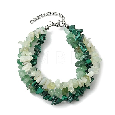 Natural & Synthetic Mixed Gemstone Chips Beaded Multi-strand Bracelets for Women BJEW-JB13986-1