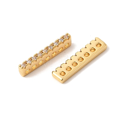 Brass Micro Pave Clear Cubic Zirconia Spacer Bars KK-Z149-03G-1