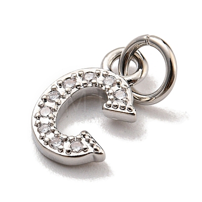 Initial Letter Brass with Cubic Zirconia Charms KK-Q814-26C-P-1