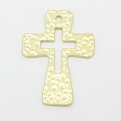 Hammered Cross Alloy Pendants PALLOY-D259-M-1