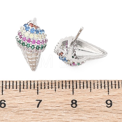 Brass Micro Pave Cubic Zirconia Stud Earrings EJEW-Q015-16P-1