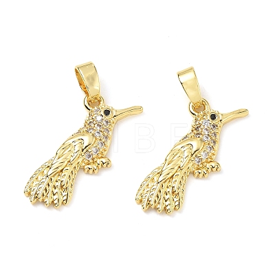 Brass Micro Pave Clear Cubic Zirconia Pendants KK-G533-07C-G-1