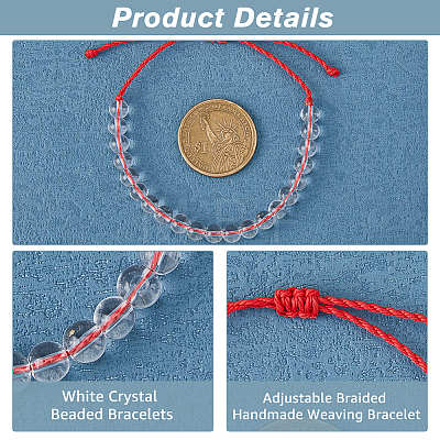 FIBLOOM 8Pcs 8 Colors Natural Quartz Crystal Braided Bead Bracelets Set BJEW-FI0001-36-1