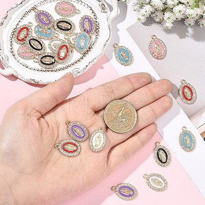 30Pcs 6 Colors Alloy Enamel Pendants ENAM-YW0008-87-1