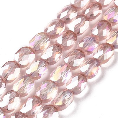 Faceted Electroplated Transparent Glass Beads Strands GLAA-G092-B01-1