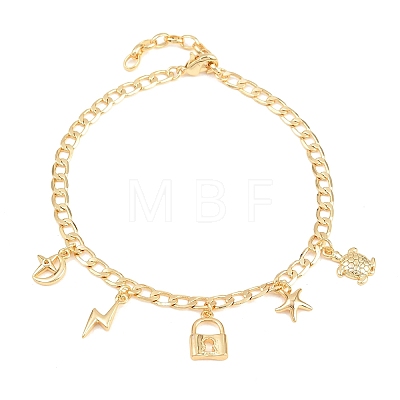 Brass Charm Bracelets BJEW-F545-01C-G-1