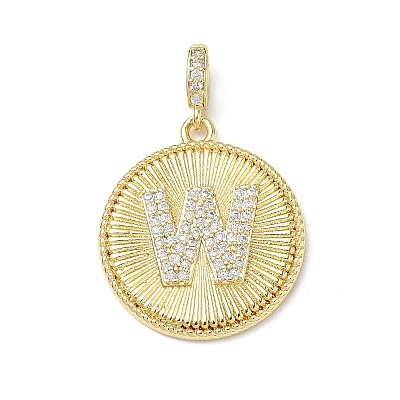 Brass Micro Pave Clear Cubic Zirconia Pendants KK-L253-17G-W-1