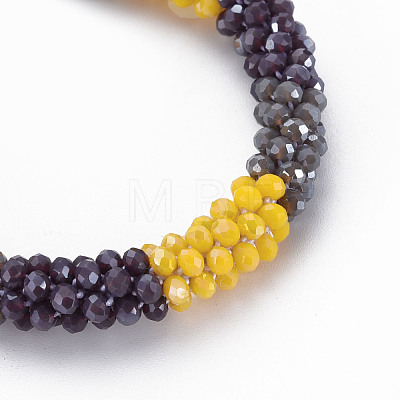 Crochet Glass Beads Braided Stretch Bracelet BJEW-T016-08D-1