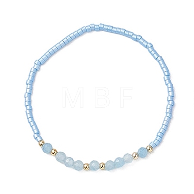 Glass Seed Bead & Natural White Jade Beads Bracelets for Women BJEW-MZ00311-01-1