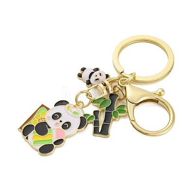 Rack Plating Panda Zinc Alloy Enamel Pendant Keychain KEYC-G064-01C-1