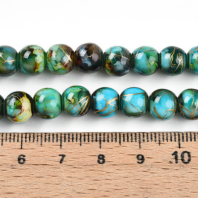 Baking Paint Glass Beads Strands LS-DGLA-N003-8mm-B08-1