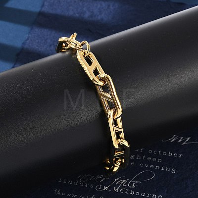 304 Stainless Steel Oval Link  Chain Bracelets for Women Men BJEW-F488-49C-G-1