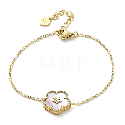 304 Stainless Steel Cable Chain Charm Bracelets for Women BJEW-U024-03G-03-1