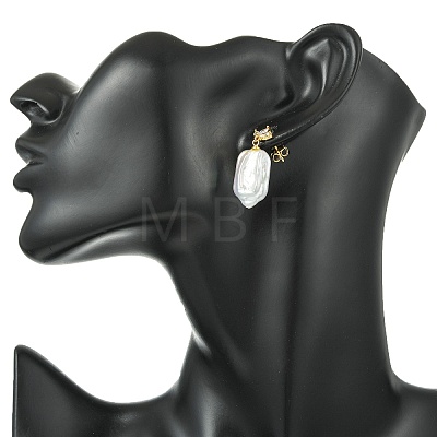 Brass Micro Pave Cubic Zirconia Stud Dangle Earrings for Women EJEW-JE07279-1