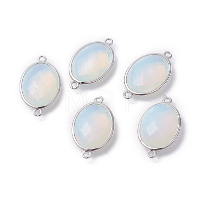 Platinum Tone Brass Opalite Links connectors G-F339-B13-1