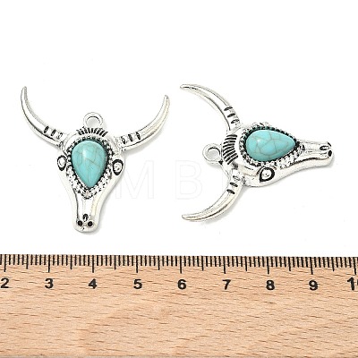 Bohemian Synthetic Turquoise Cattle Pendants FIND-Z112-01AS-07-1