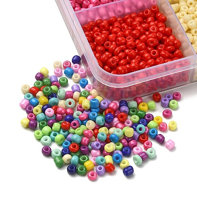 195G 15 Color 8/0 Baking Paint Glass Seed Beads SEED-YW0002-32-1