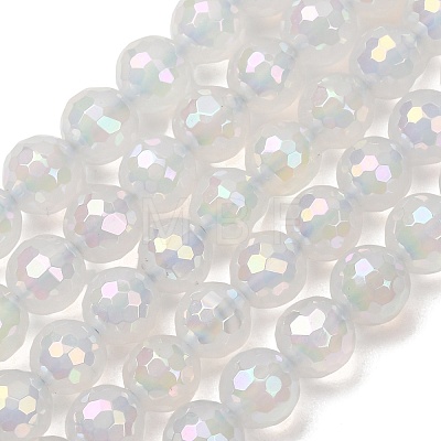 Electroplated Natural Agate Beads Strands G-B191-A07-8mm-01-1