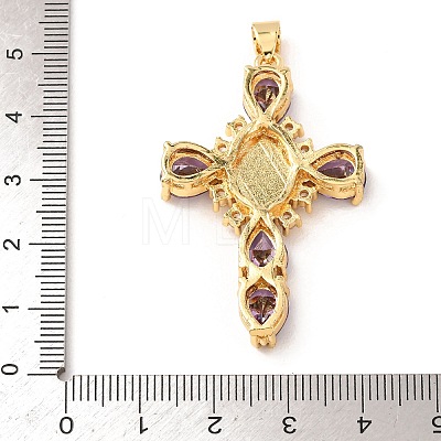 Rack Plating Brass Micro Pave Cubic Zirconia Pendants X-ZIRC-I059-15G-05-1