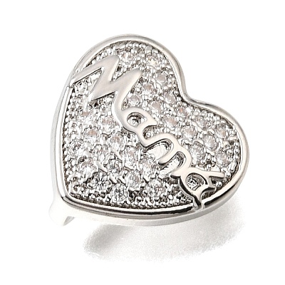 Mother's Day Brass Micro Pave Cubic Zirconia Slide Charms KK-E802-21P-B-1