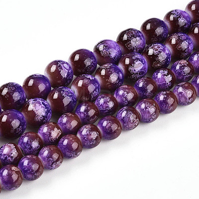 Baking Paint Glass Beads Strands DGLA-N008-10mm-03-1