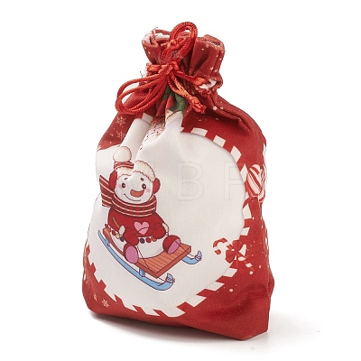 Christmas Theme Rectangle Cloth Bags with Jute Cord ABAG-P008-01A-1