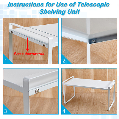 Rectangle Carbon Iron Alloy Extendable Cabinet Tiered Storage Rack for Socks AJEW-WH0609-741A-01-1