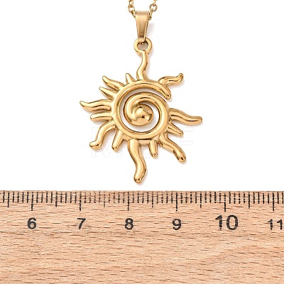 304 Stainless Steel Pendant Cable Chain Necklaces for Men Women NJEW-K308-03F-G-1