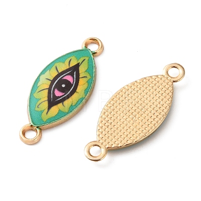 Printed Flower Alloy Enamel Evil Eye Links Connector Charms FIND-G118-03G-1