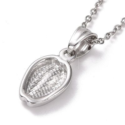 304 Stainless Steel Coffee Bean Pendant Necklace for Women STAS-E154-25P-1