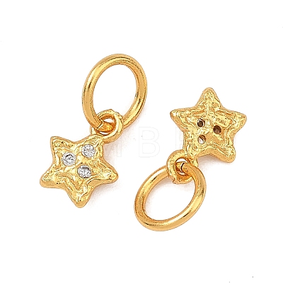 Brass Micro Pave Clear Cubic Zirconia Charms KK-F941-31A-G-1