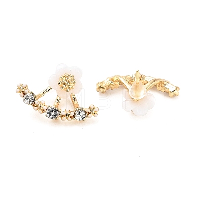 Alloy Glass Rhinestone Stud Earrings EJEW-B051-01G-1