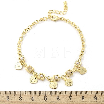 Brass Charm Bracelets for Women BJEW-C083-08G-1