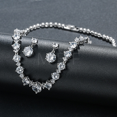 Brass Cubic Zirconia Jewelry Sets FS-WG75FBD-01-1