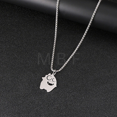 Halloween 201 Stainless Steel Little Monster Pendant Box Chain Necklaces for Women Men WGE09D2-01-1
