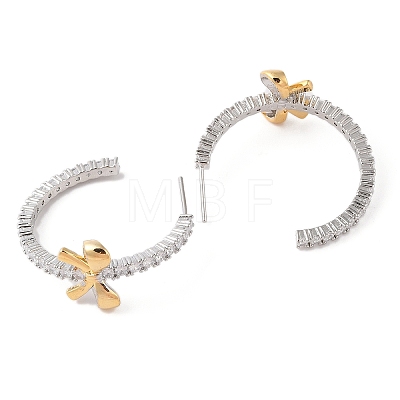 Rack Plating Brass with Cubic Zirconia Stud Earrings for Women EJEW-G394-13GP-1