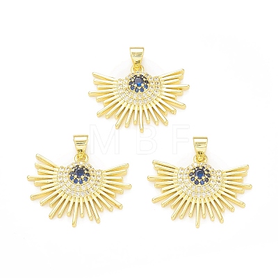 Rack Plating Brass Micro Pave Cubic Zirconia Pendants KK-C011-24G-1