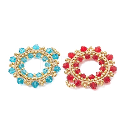 4Pcs 4 Colors Imitate Austrian Crystal Bicone Glass & Seed Glass Pendants PALLOY-MZ01305-1