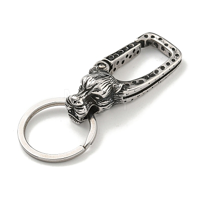 Tibetan Style 316 Surgical Stainless Steel Fittings with 304 Stainless Steel Key Ring FIND-Q101-10AS-01-1