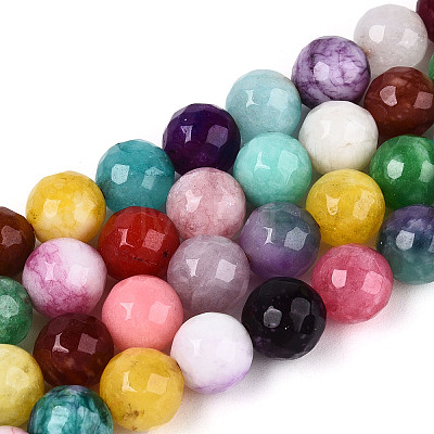 Dyed Natural White Jade Beads Strands G-T139-8mm-60-09-1