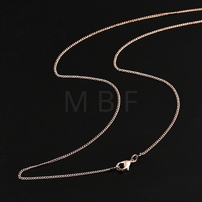 1mm Rack Plating Brass Curb Chain Necklaces for Women Men MAK-L044-26RG-1