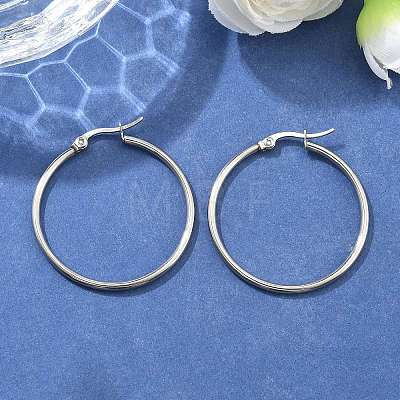 Tarnish Resistant 304 Stainless Steel Hoop Earrings EJEW-F105-08P-1