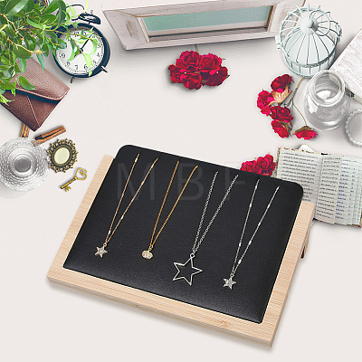 Wooden Slant Back Necklace Organizer Jewelry Display Stands AJEW-WH20033-046B-1