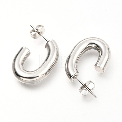 201 Stainless Steel Half Hoop Earrings EJEW-C501-16P-A-1