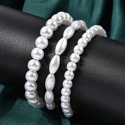 Plastic Pearl Beaded Bracelets for Women BJEW-L716-01G-1