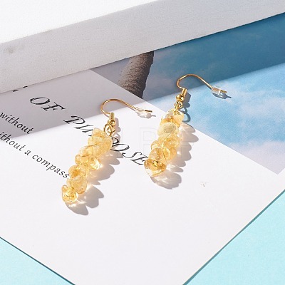 Natural Citrine Chip Beaded Dangle Earrings EJEW-JE04788-10-1