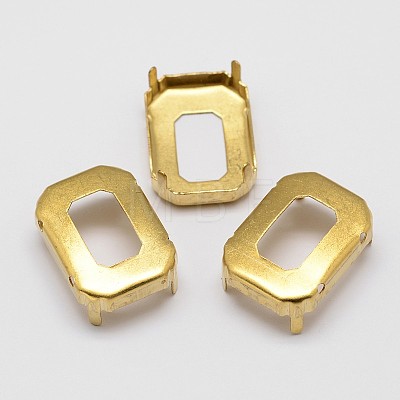 Rectangle Brass Sew on Prong Settings KK-N0084-04G-13x18-1