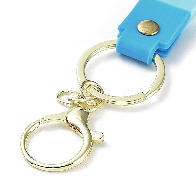 Transparent Rainbow PVC Plastic Wrist Strap Keychains AJEW-M219-01A-G-1