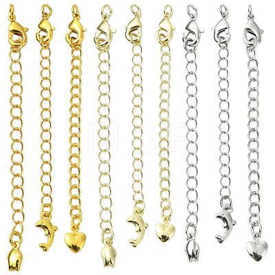 18Pcs 9 Styles Brass Chain Extender KK-FS0002-09-1